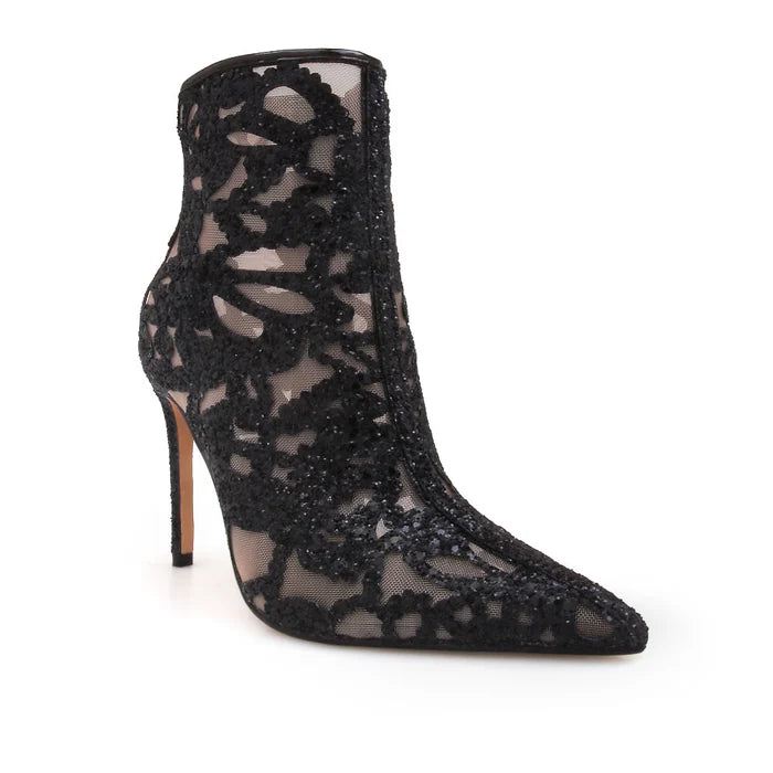 Mesh Rhinestone Pointed Booties