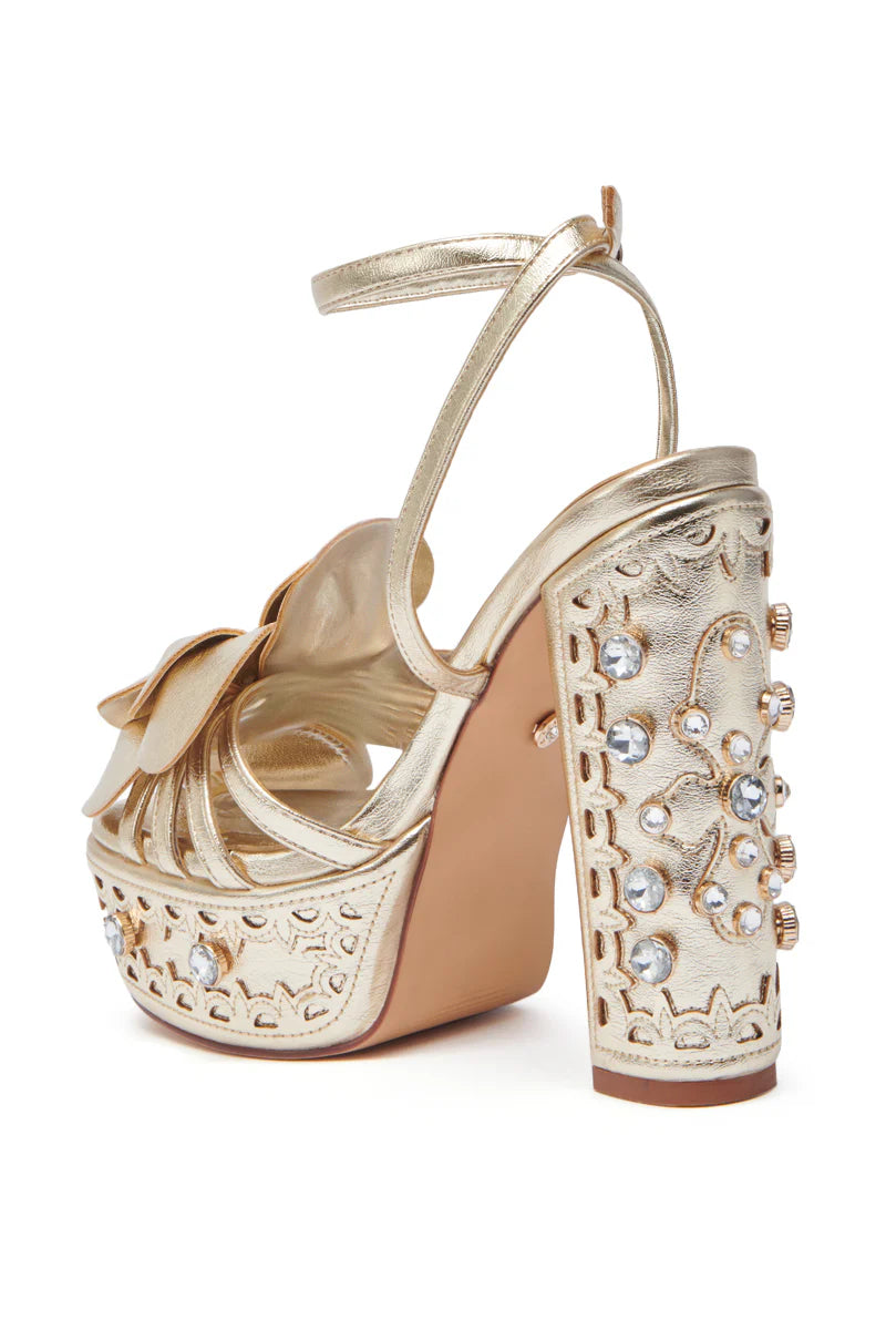 Chunky Platform Embellished Heels