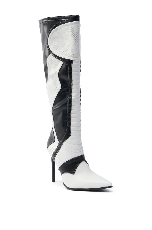 Black And White Knee Boot