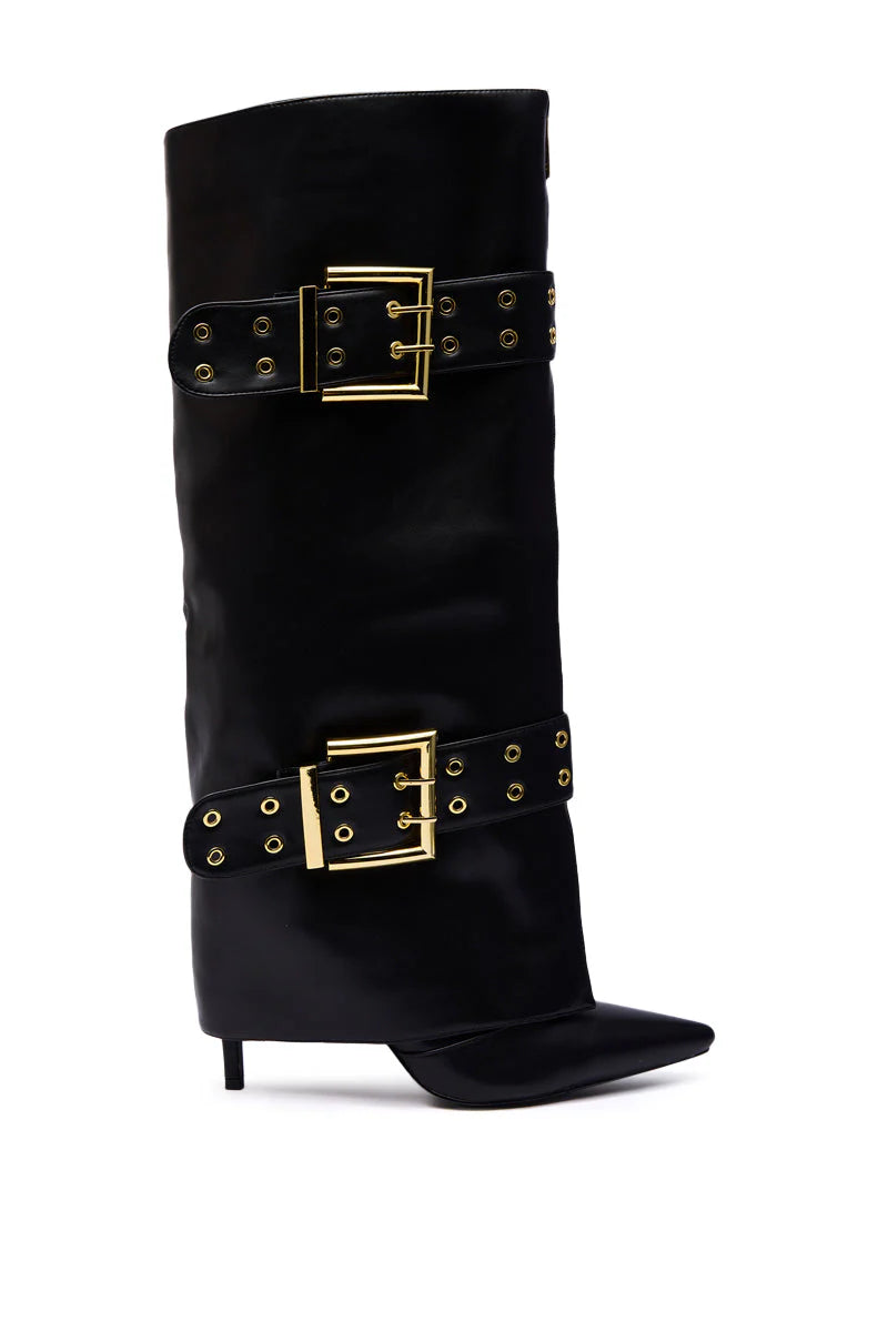 EMBELLISHED STILETTO HARDWARE BOOTS