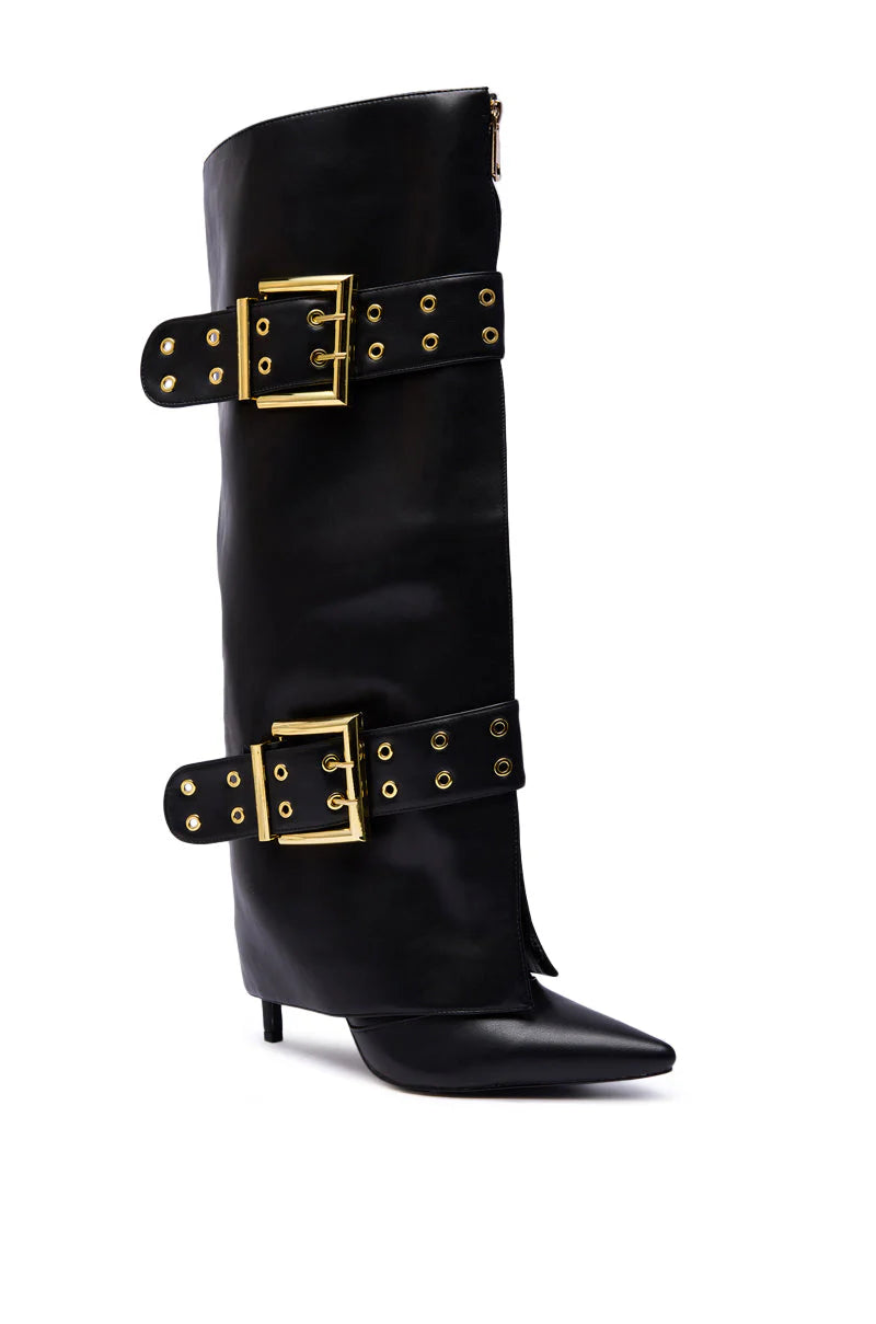 EMBELLISHED STILETTO HARDWARE BOOTS