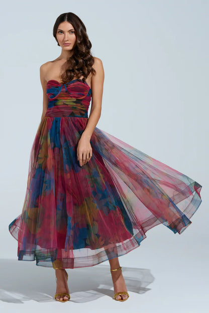 Floral Strapless Maxi Dress