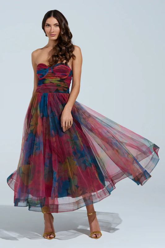 Floral Strapless Maxi Dress