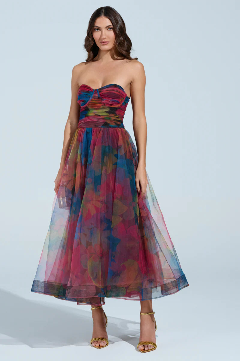 Floral Strapless Maxi Dress