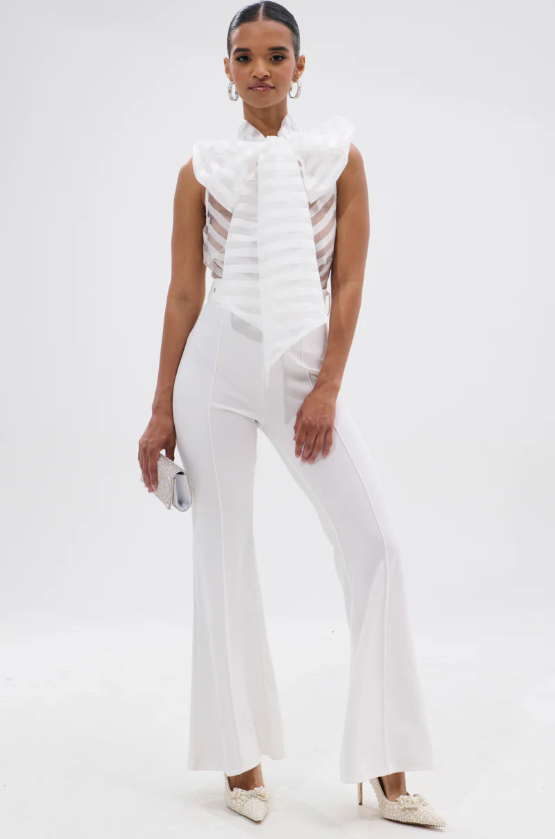 Pop Bow Tie Stripe Jumpsuit