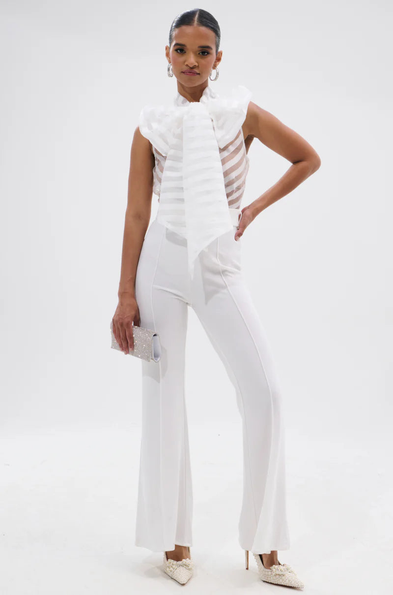 Pop Bow Tie Stripe Jumpsuit