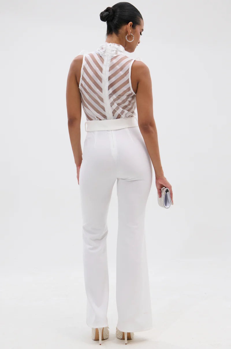 Pop Bow Tie Stripe Jumpsuit