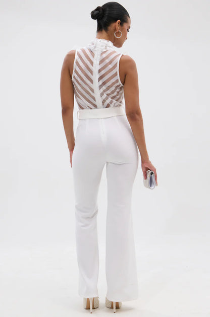 Pop Bow Tie Stripe Jumpsuit