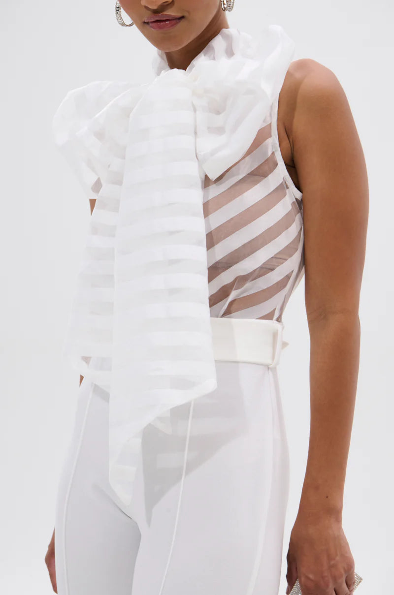 Pop Bow Tie Stripe Jumpsuit