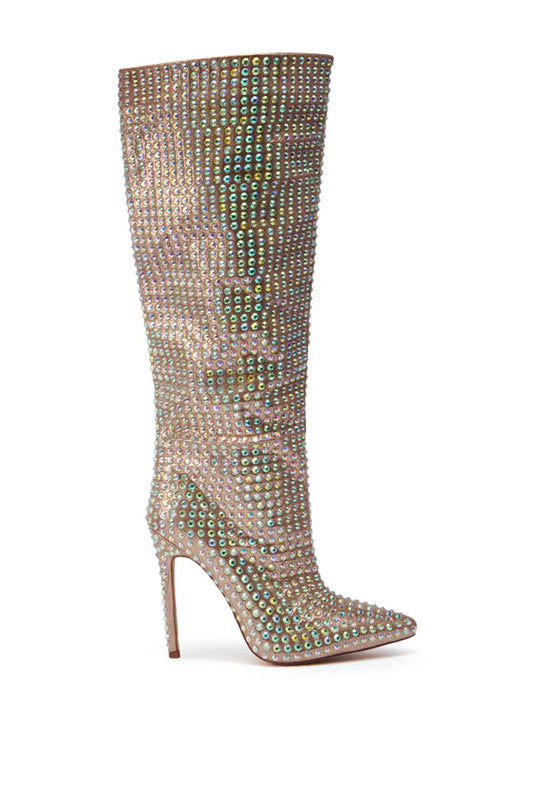 Sparkly Rhinestone Bruched Boot