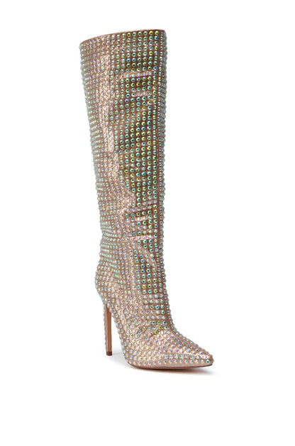 Sparkly Rhinestone Bruched Boot
