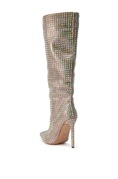 Sparkly Rhinestone Bruched Boot