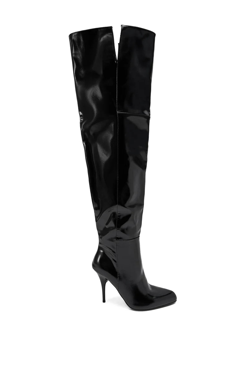 SUNSHINE WIDE PU STILETTO BOOTS