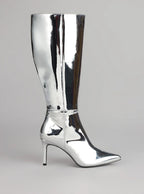 GIRL MIRROR METALLIC KNEE BOOTS