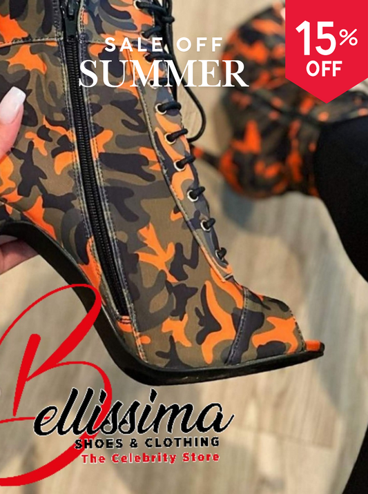 Camo Open Toe Booties