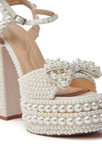 EMBELLISHED PEARLS PLATFORMS HEEELS