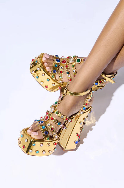 Chunky Gem Strappy Heels