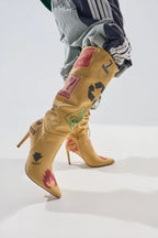 WHOLE PACKAGE TAN STILETTO BOOTS