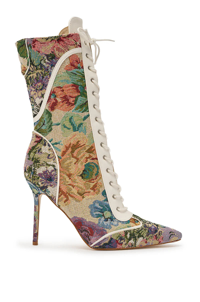 MULTI FLORAL STILLETO BOOTIES