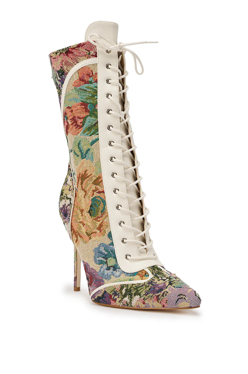 MULTI FLORAL STILLETO BOOTIES
