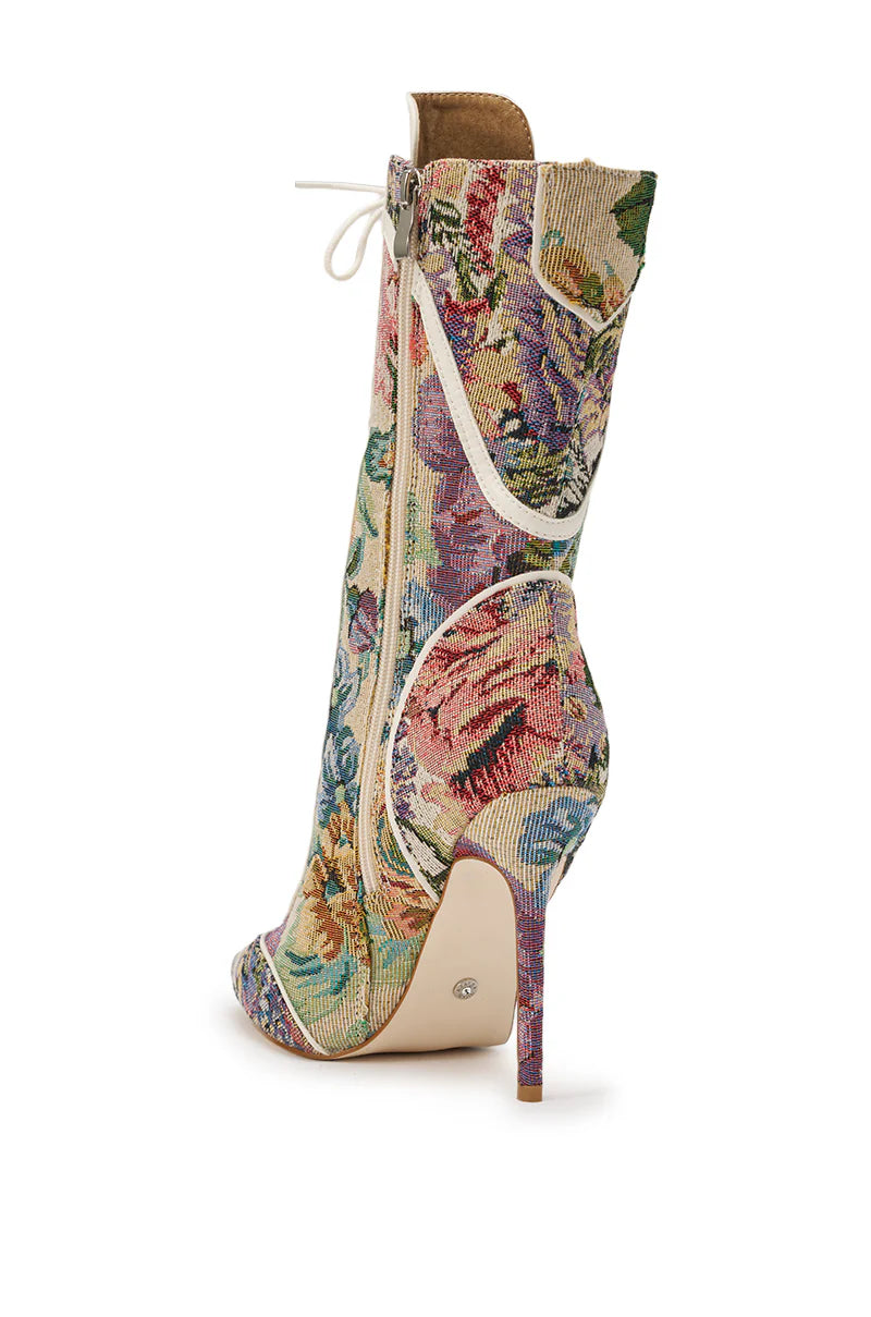 MULTI FLORAL STILLETO BOOTIES