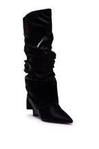 PATENT WEDGE RUCHED BOOTS