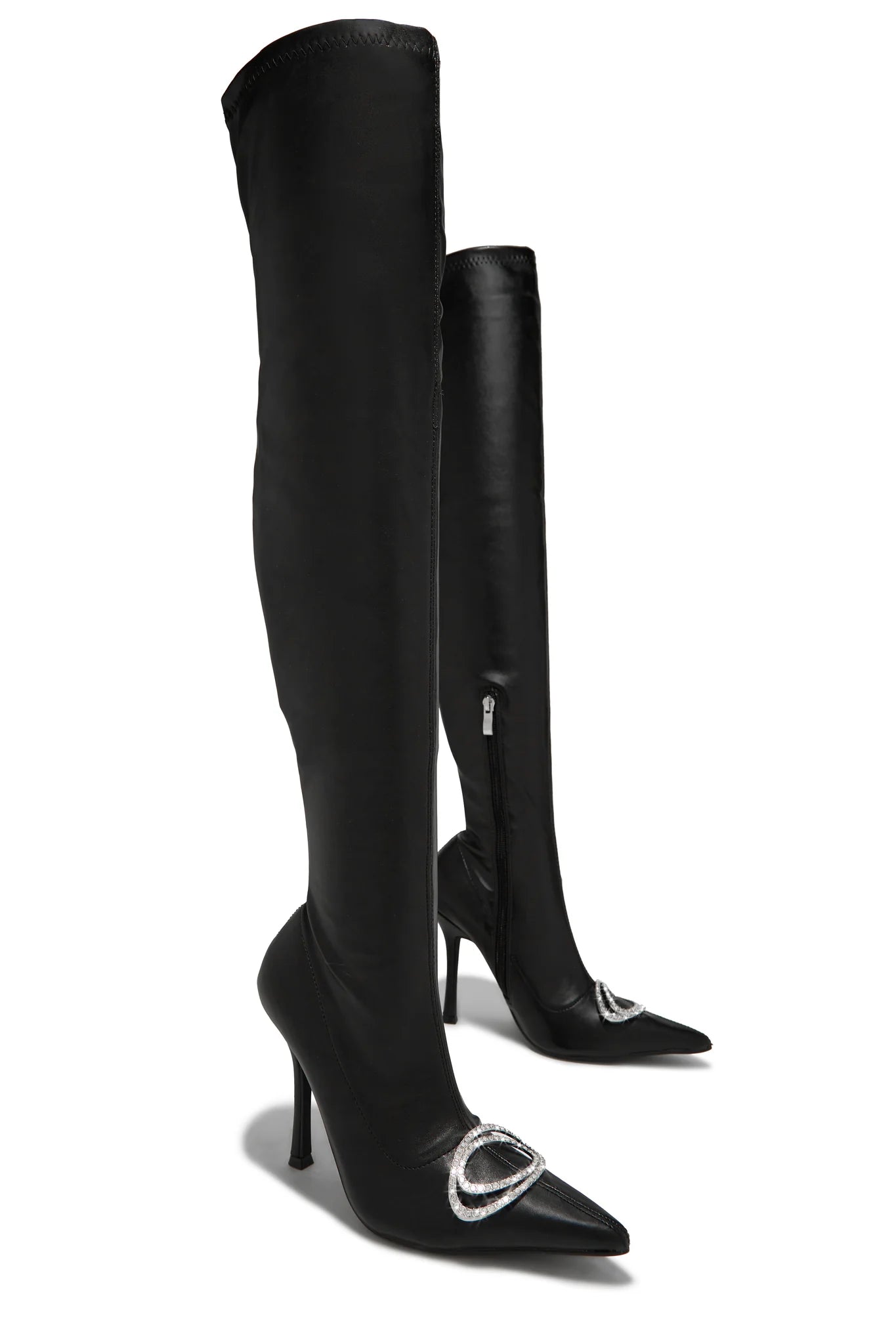 PARTY RHINESTONE LEATHER HIGH BOOTS