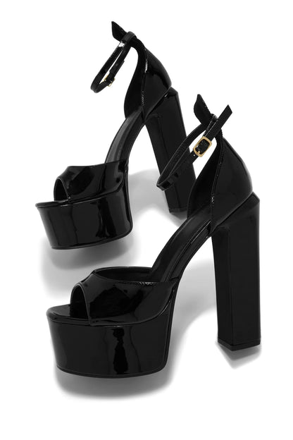 Chunky Patent Platform Heels
