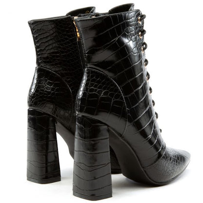 Block Lace Up Booties