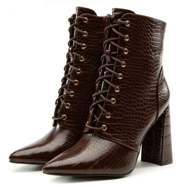 Block Lace Up Booties