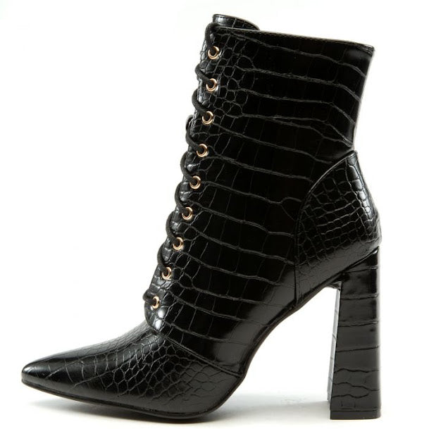 Block Lace Up Booties