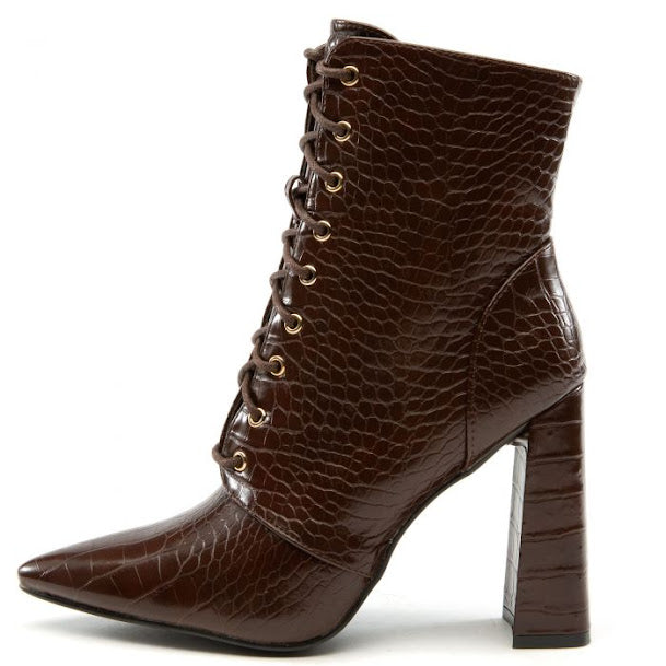 Block Lace Up Booties