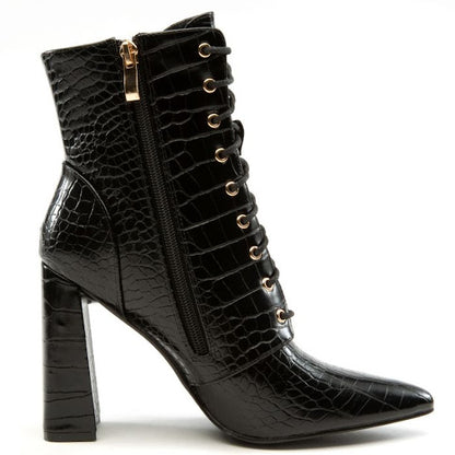 Block Lace Up Booties