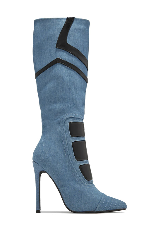 Denim Sky Moto Knee Boot