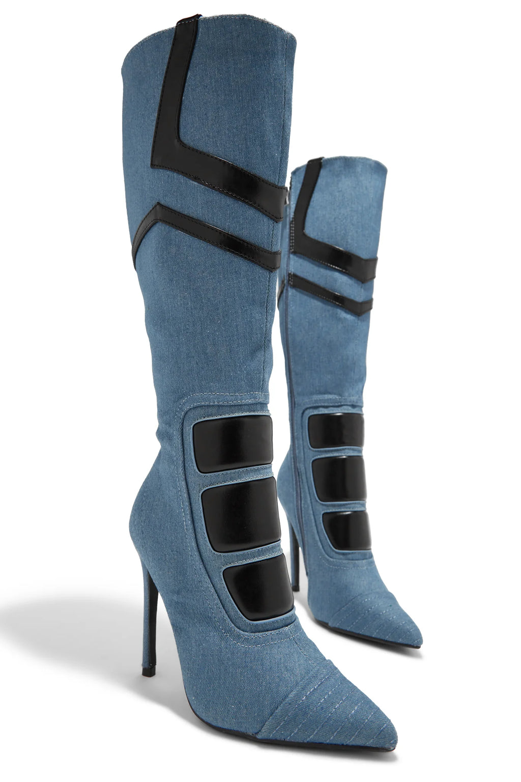 DENIM SKY MOTO KNEE BOOTS
