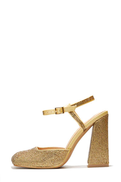 Rhinestone Block Pumps