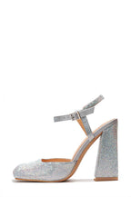 Rhinestone Block Pumps