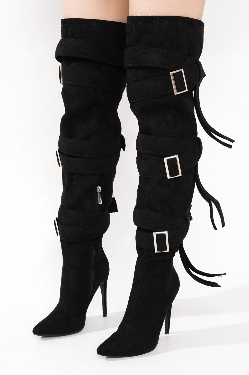BUCKLE WRAP OVER KNEE BOOTS