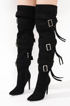 BUCKLE WRAP OVER KNEE BOOTS