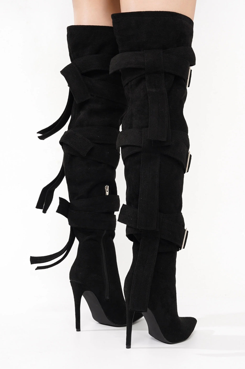 BUCKLE WRAP OVER KNEE BOOTS