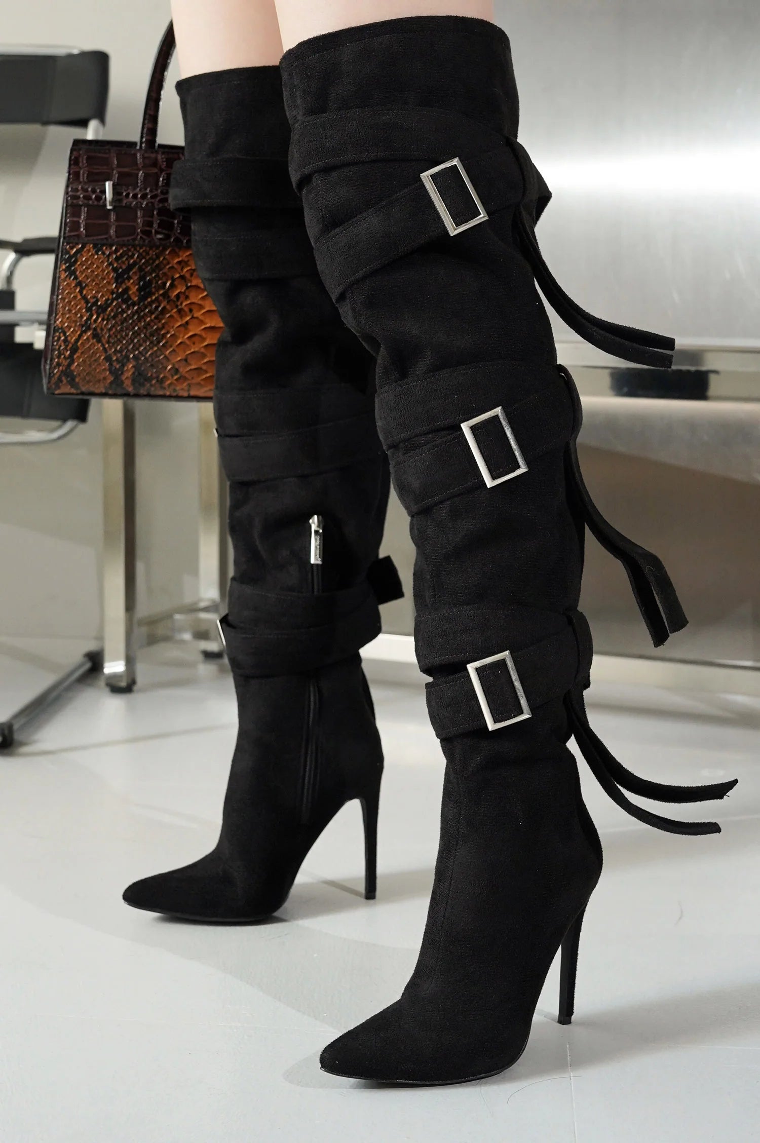 Buckle Wrap Over Knee Boots