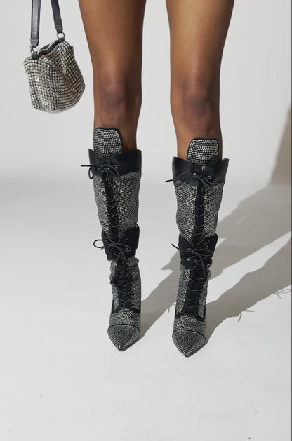Rhinestone Stiletto Knee Boot