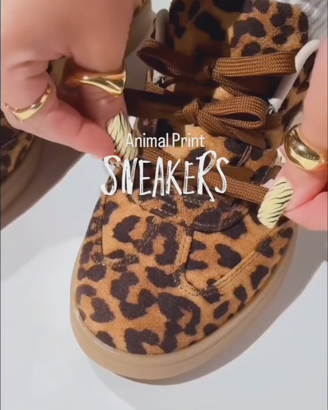 Leopard Lace Up Sneakers