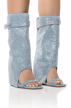 DENIM RHINESTONES TOE BOOTS
