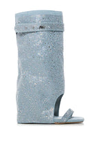 DENIM RHINESTONES TOE BOOTS
