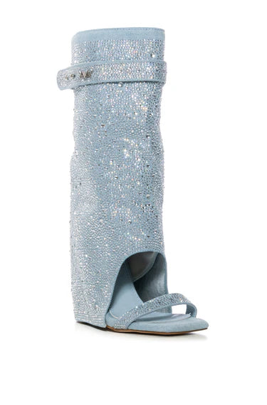 DENIM RHINESTONES TOE BOOTS