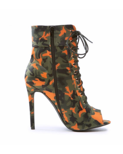 Camo Open Toe Booties