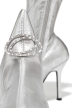 Metallic Rhinestone Pointed Bootie