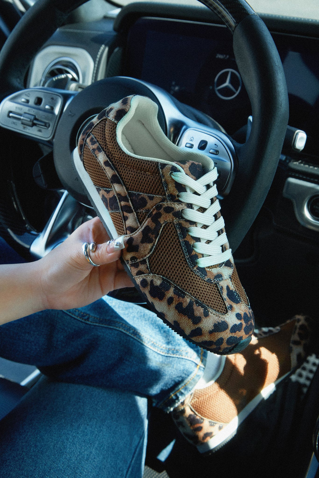 LEOPARD LACE UP SNEAKERS