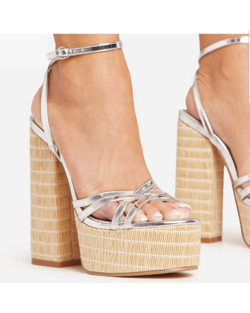 BLOCK PLATFORM STRAP HEELS